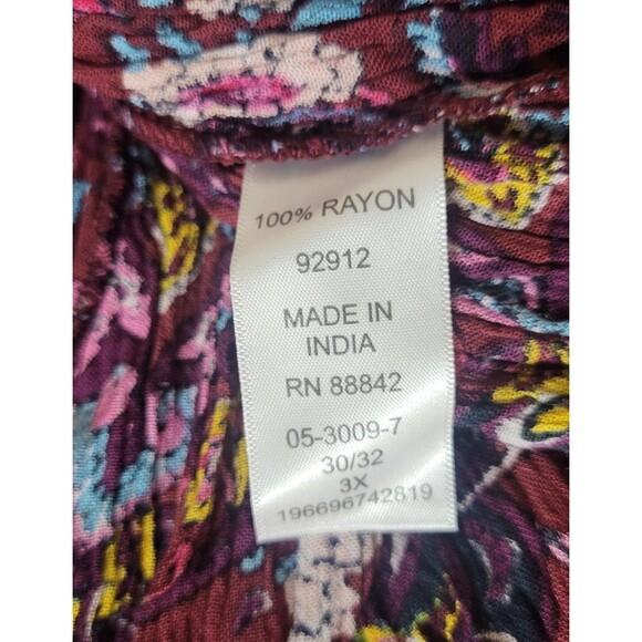 New 3X 30/32 Crinkled Flutter Maxi Dress Paisley Boho Festival Purple Floral - Picture 8 of 9